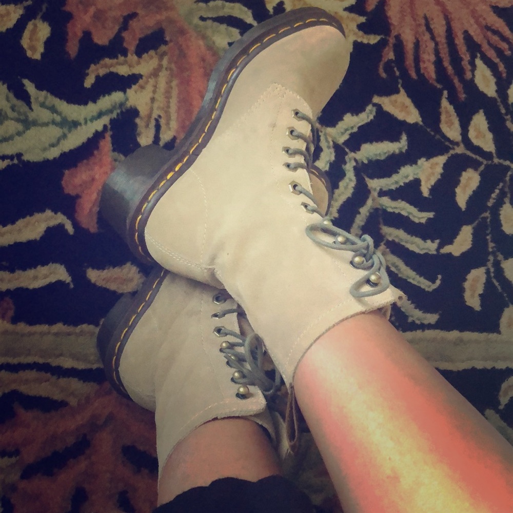 Dr Martens tan suede boots